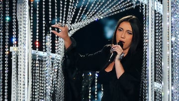 Yuval Raphael, representing Israel, performs "New Day Will Rise", during the second semi-final of the 2025 Eurovision Song Contest, in Basel, Switzerland, May 15, 2025. REUTERS/Denis Balibouse