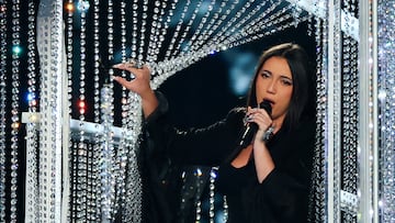 Yuval Raphael, representing Israel, performs "New Day Will Rise", during the second semi-final of the 2025 Eurovision Song Contest, in Basel, Switzerland, May 15, 2025. REUTERS/Denis Balibouse