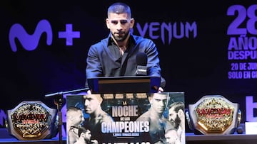 Ilia Topuria en la rueda de prensa de WOW 20 en Madrid.