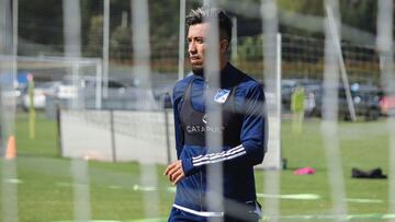 Fernando Uribe en un entrenamiento de Millonarios