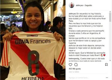 Alejandra Reyes, futbolista salvadoreña se va de River Plate