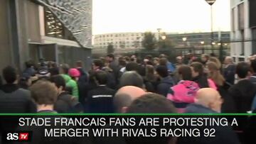 Stade Francais fans protest Racing 92 merger