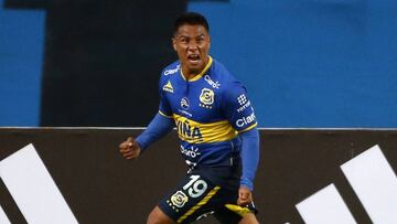 Futbol, O&#039;Higgins vs Everton
 Segunda fecha, campeonato nacional 2018
 El jugador de Everton Oscar Salinas celebra su gol contra O&#039;Higgins durante el partido de primera division disputado en el estadio El Teniente de Rancagua, Chile.
 12/02/2018
 Andres Pina/Photosport
 
 Football, O&#039;Higgins vs Everton
 Second date, National Championship 2018
 Everton&#039;s player Oscar Salina celebrates after scoring against O&#039;Higgins during the first division football match at the El Teniente stadium in Rancagua, Chile.
 12/02/2018
 Andres Pina/Photosport