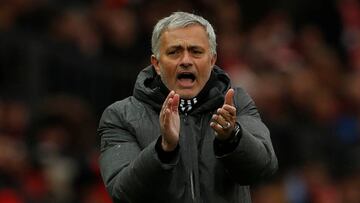 Soccer Football - Premier League - Manchester United vs Huddersfield Town - Old Trafford, Manchester, Britain - February 3, 2018 Manchester United manager Jose Mourinho reacts Action Images via Reuters/Lee Smith EDITORIAL USE ONLY. No use with unauthorized audio, video, data, fixture lists, club/league logos or "live" services. Online in-match use limited to 75 images, no video emulation. No use in betting, games or single club/league/player publications. Please contact your account representative for further details.