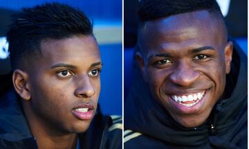 Rodrygo y Vinicius Jr. en el baquillo de Mendizorroza. 