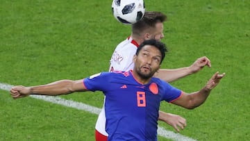 Abel Aguilar durante el partido con la Selecci&oacute;n Colombia ante Polonia en el Mundial de Rusia 2018