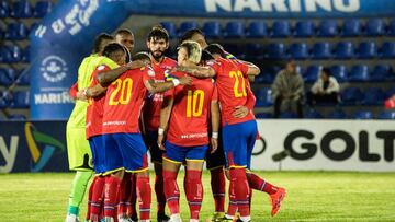 Jugadores de Deportivo Pasto en un partido de la Liga BetPlay.