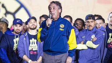 Emilio Azcarraga Manager during the celebration of the Team America Tri-Championship, Apertura 2023, Clausura 2024, Apertura 2024 of the BBVA MX League in the General Parking Lot of the Azteca Stadium, on January 19, 2025, Mexico City, Mexico.