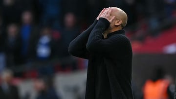 Pep Guardiola, entrenador del Manchester City, celebra la clasificación a la final de la FA Cup.