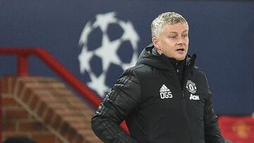 Manchester United&#039;s Norwegian manager Ole Gunnar Solskjaer reacts during the UEFA Champions League group H football match between Manchester United and Paris Saint Germain at Old Trafford in Manchester, north west England, on December 2, 2020. (Photo