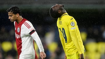 Soccer Football - UEFA Champions League - Villarreal v Ajax Amsterdam - Estadio de la Ceramica, Madrid, Spain - January 20, 2026 Villarreal's Nicolas Pepe reacts REUTERS/Pablo Morano