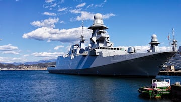 military ship in a harbour in italy