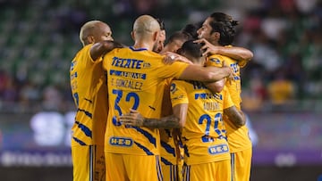 Nicolas Lopez celebrates his goal 0-2 of Tigres during the game Mazatlan FC vs Tigres UANL, corresponding to sixth round of the Torneo Apertura Grita Mexico A21 of the Liga BBVA MX, at El Kraken Stadium, on August 20, 2021.
<br><br>
Ni