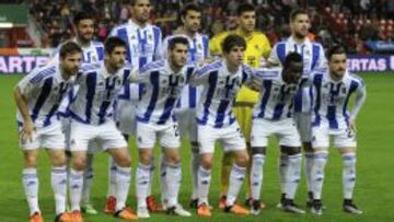El once de la Real en Gijón.