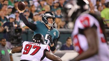 PHILADELPHIA, PA - SEPTEMBER 06: Nick Foles #9 of the Philadelphia Eagles throws a pass during the first half against the Atlanta Falcons at Lincoln Financial Field on September 6, 2018 in Philadelphia, Pennsylvania.   Brett Carlsen/Getty Images/AFP
 == F