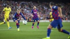 Su&aacute;rez, Griezmann y Messi, en el partido contra el Villarreal.