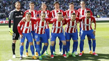 El once del Atlético en el Santiago Bernabéu.