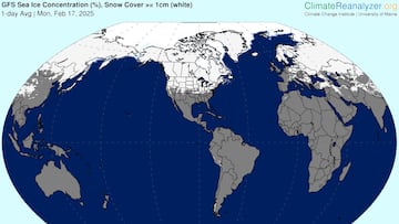 Cobertura de nieve hemisferio norte febrero del 2025