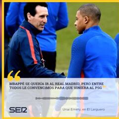 Emery: "Mbappé se iba al Madrid con los ojos cerrados"