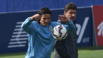 Cavani, durante un entrenamiento de la selección de Uruguay.