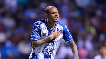 Soccer Football - Liga MX - Cruz Azul v Pachuca - Estadio Cuauhtemoc, Puebla, Mexico - April 4, 2026 Pachuca's Kenedy celebrates scoring their second goal REUTERS/Eloisa Sanchez