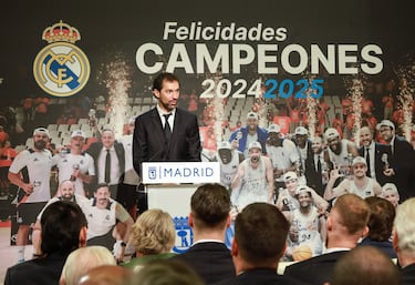 Sergio Llull durante la recepción en el Ayuntamiento. 