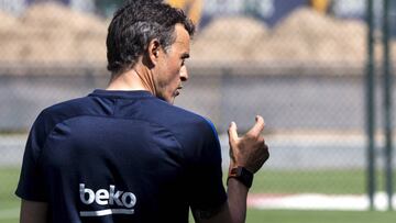 Luis Enrique, en el entrenamiento de esta semana.