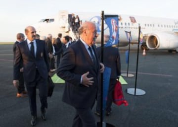 The Spain squad arrive for Euro 2016