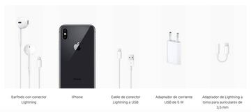 El contenido de la caja del iPhone X