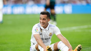 MADRID, 29/04/2023.- El centrocampista del Real Madrid Lucas Vázquez durante el encuentro correspondiente a la jornada 32 de LaLiga Santander que Real Madrid y UD Almería disputan este sábado en el Santiago Bernabéu, en Madrid. EFE/ Rodrigo Jiménez
