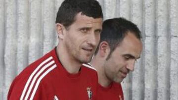 Javi Gracia. en el entrenamiento de este viernes.