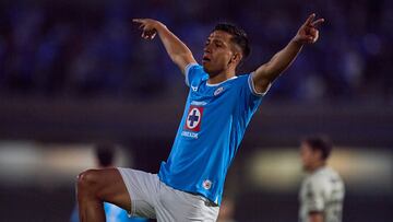 Angel Sepulveda celebrates his goal 1-0 of Cruz Azul during the 12th round match between Cruz Azul and Atletico San Luis as part of the Liga BBVA MX, Torneo Clausura 2025 at Olimpico Universitario Stadium, on March 15, 2025 in Mexico City, Mexico.