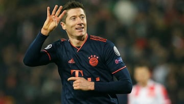 Lewandowski marc&oacute; cuatro goles ante el Estrella Roja.