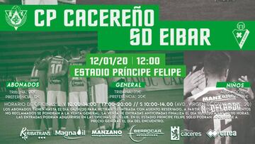 El Cacereño busca seguir soñando ante un Eibar sobre aviso