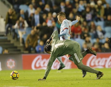 Navas brings down Aspas for Celta penalty.