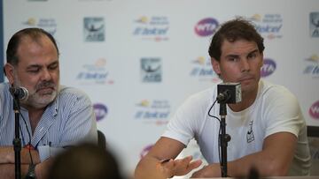 Photo during the Press Conference Rafael Nadal (SPA) Retires from AMT 2018 due to injury, Acapulco, Guerrero
Foto durante la COnferencia de Prensa Rafael Nadal (SPA) Se retira del AMT 2018 por lesion, Acapulco, Guerrero, en la foto: Raul Zurutuza y Rafael Nadal (SPPA)
27/02/2018/MEXSPORT.