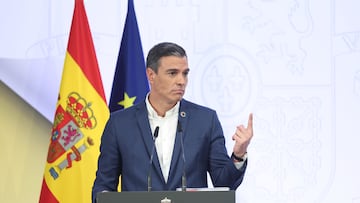 El presidente del Gobierno, Pedro S¨¢nchez, presenta el primer informe de rendici¨®n de cuentas 2022 del Gobierno de Espa?a, en el Complejo de La Moncloa, a 29 de julio de 2022, en Madrid (Espa?a). El presidente del Gobierno hace balance del curso pol¨ªtico del primer semestre de 2022 antes del inicio de las vacaciones de verano.
29 JULIO 2022;CURSO POLITICO;RENDICI?N DE CUENTAS;SANCHEZ;SEMESTRE;2022;GOBIERNO
Eduardo Parra / Europa Press
29/07/2022