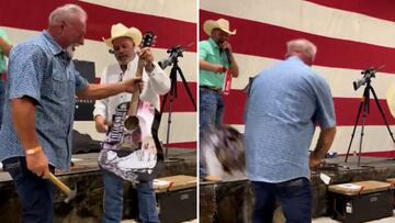 Un patriota americano compra una guitarra de Taylor Swift por 4.000 dólares solo para destrozarla