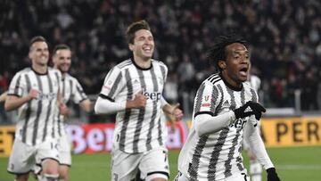 TURIN, ITALY, APRIL 04:
Juan Cuadrado, of Juventus, celebrates after scoring during the Italian Cup semifinal first leg football match between Juventus and FC Internazionale at the Allianz Stadium in Turin, Italy, on April 04, 2023. (Photo by Isabella Bonotto/Anadolu Agency via Getty Images)