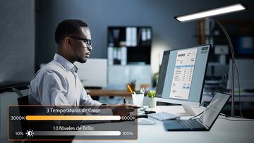 Lámpara de escritorio con pinza.