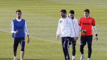 Álvaro Arbeloa se incorporó a los entrenamientos del Madrid.