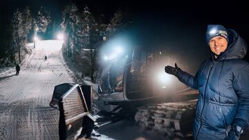 Jon Olsson ense?ando su pista de esqu¨ª en casa
