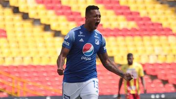 Fredy Guar&iacute;n marca su primer gol con Millonarios en la Liga BetPlay.