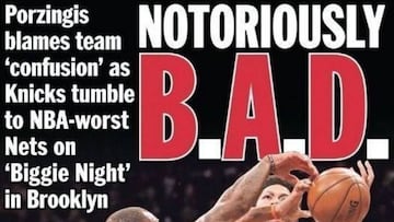 Aprovechando el homenaje de los Nets al gran Notorious Big, la prensa de Nueva York criticó de esta manera otro ridículo de los Knicks.
