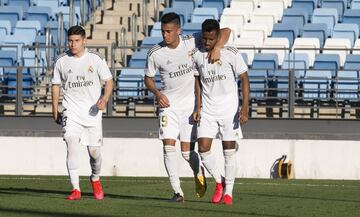 Reinier y Rodrygo celebrando el 1-0 conseguido por Fidalgo. 