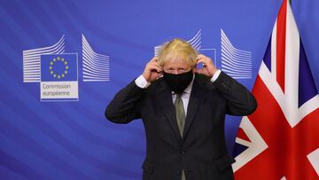09 December 2020, Belgium, Brussels: UK Prime Minister Boris Johnson wearing a face mask arrives for a dinner meeting with European Commission president Ursula von der Leyen to discuss the Brexit issues. Photo: Aaron Chown/PA Wire/dpa
 09/12/2020 ONLY FOR