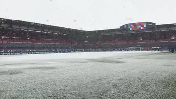 El Sadar totalmente nevado: se aplaza el Osasuna-Valladolid