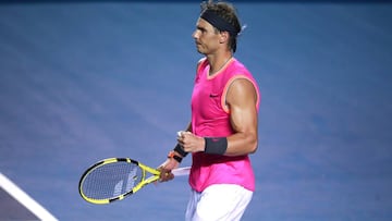 Rafa Nadal celebra un punto durante su partido ante Mischa Zverev Abierto Mexicano Telcel de Acapulco de 2019.