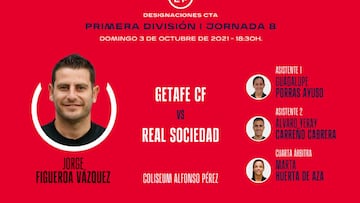 Cuarteto arbitral del Getafe-Real Sociedad.