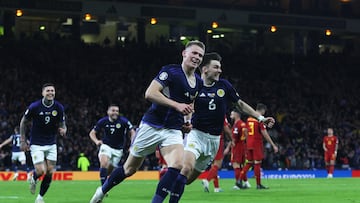 Scotland take sole possession of top spot in Euro 2024 qualification Group A as Scott McTominay scores twice to down Spain.